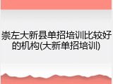 崇左大新县单招培训比较好的机构(大新单招培训)