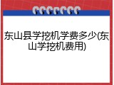 东山县学挖机学费多少(东山学挖机费用)