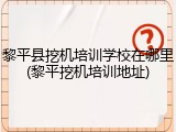 黎平县挖机培训学校在哪里(黎平挖机培训地址)