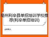 亳州利辛县单招培训学校推荐(利辛单招培训)