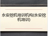 永安挖机培训机构(永安挖机培训)