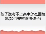 孩子说考不上高中怎么回复她(如何安慰落榜孩子)
