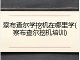 察布查尔学挖机在哪里学(察布查尔挖机培训)