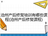 沧州产后修复培训有哪些课程(沧州产后修复课程)