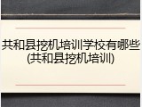 共和县挖机培训学校有哪些(共和县挖机培训)