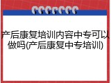 产后康复培训内容中专可以做吗(产后康复中专培训)