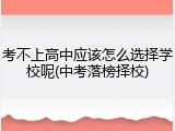 考不上高中应该怎么选择学校呢(中考落榜择校)