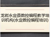 龙岩永定县数控编程教学培训机构(永定数控编程培训)