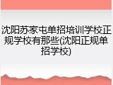 沈阳苏家屯单招培训学校正规学校有那些(沈阳正规单招学校)