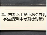 深圳市考不上高中怎么办呢学生(深圳中考落榜对策)