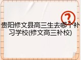 贵阳修文县高三生去哪个补习学校(修文高三补校)