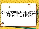 考不上高中的原因有哪些方面呢(中考失利原因)