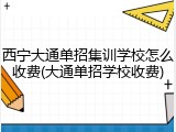 西宁大通单招集训学校怎么收费(大通单招学校收费)