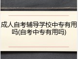 成人自考辅导学校中专有用吗(自考中专有用吗)