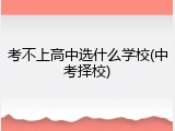 考不上高中选什么学校(中考择校)