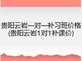 贵阳云岩一对一补习班价格(贵阳云岩1对1补课价)