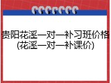 贵阳花溪一对一补习班价格(花溪一对一补课价)