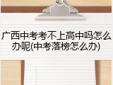 广西中考考不上高中吗怎么办呢(中考落榜怎么办)