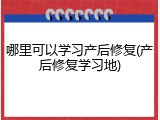 哪里可以学习产后修复(产后修复学习地)