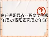 宿迁泗阳县农业职高学校哪年成立(泗阳农高成立年份)