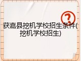 获嘉县挖机学校招生条件(挖机学校招生)