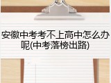 安徽中考考不上高中怎么办呢(中考落榜出路)