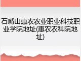 石嘴山惠农农业职业科技职业学院地址(惠农农科院地址)