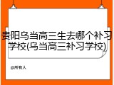 贵阳乌当高三生去哪个补习学校(乌当高三补习学校)