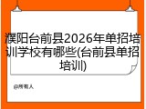 濮阳台前县2026年单招培训学校有哪些(台前县单招培训)