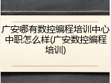 广安哪有数控编程培训中心中职怎么样(广安数控编程培训)