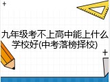 九年级考不上高中能上什么学校好(中考落榜择校)