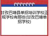 甘孜巴塘县单招培训学校正规学校有那些(甘孜巴塘单招学校)