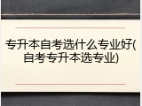 专升本自考选什么专业好(自考专升本选专业)