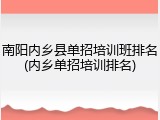 南阳内乡县单招培训班排名(内乡单招培训排名)