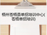 梧州苍梧县单招培训中心(苍梧单招培训)