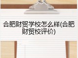 合肥财贸学校怎么样(合肥财贸校评价)