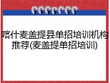 喀什麦盖提县单招培训机构推荐(麦盖提单招培训)