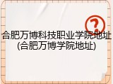 合肥万博科技职业学院地址(合肥万博学院地址)