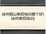 徐州铜山单招培训哪个好(徐州单招培训)