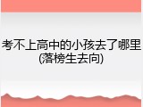 考不上高中的小孩去了哪里(落榜生去向)