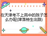 在天津考不上高中的孩子怎么办呢(津落榜生出路)