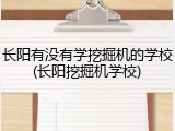 长阳有没有学挖掘机的学校(长阳挖掘机学校)