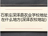 石家庄深泽县农业学校地址在什么地方(深泽农校地址)
