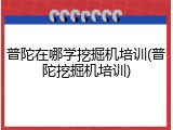 普陀在哪学挖掘机培训(普陀挖掘机培训)