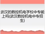 武汉的数控机电学校中专能上吗(武汉数控机电中专招生)