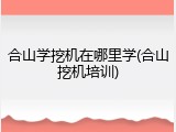合山学挖机在哪里学(合山挖机培训)