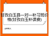 甘孜白玉县一对一补习班价格(甘孜白玉补课费)