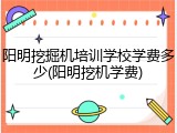 阳明挖掘机培训学校学费多少(阳明挖机学费)