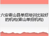 六安霍山县单招培训比较好的机构(霍山单招机构)