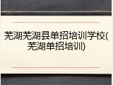 芜湖芜湖县单招培训学校(芜湖单招培训)